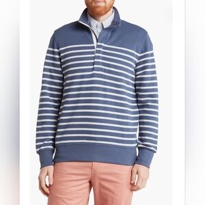 Brooks Brothers Mariner Stripe Cotton Blend Half-Zip Sweatshirt Size L